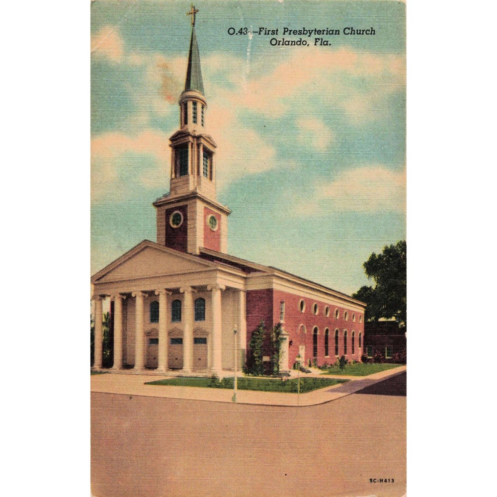 Vintage First Presbyterian Church Orlando Florida Linen Postcard O.43 5C-H413